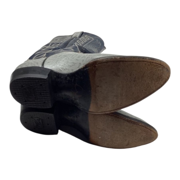 Tony Lama Cowboy Boots Men’s Western Gray Leather with Black Shaft Size 10.5 - Picture 8 of 14